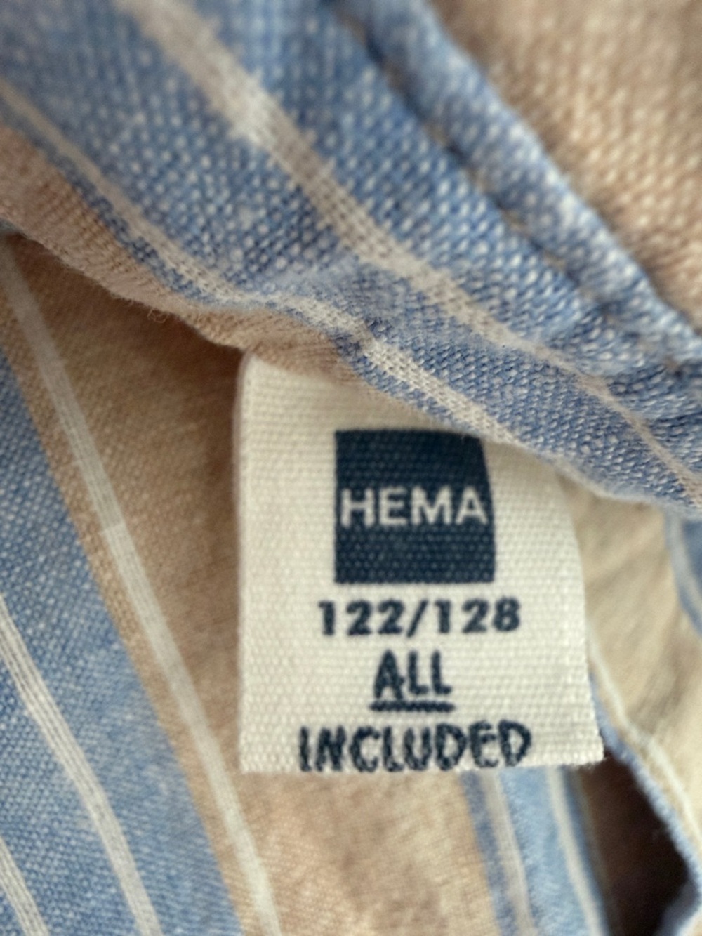 Hem Striped Short-Sleeve Button-Down Shirt - Blue & Tan boys size 6 - Picture 2 of 10